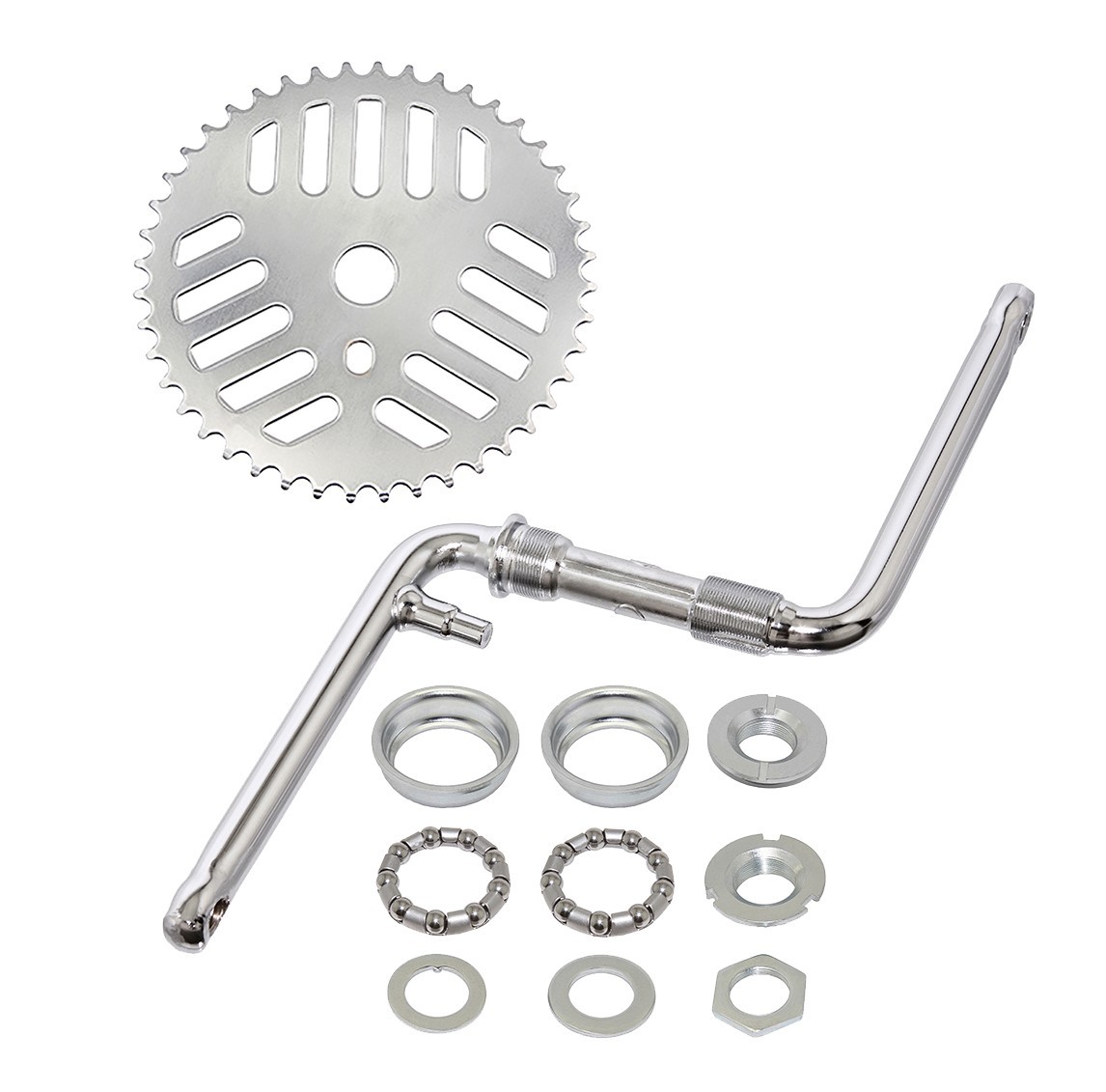 Alta GT Style BMX Crank Set 6-1/2″ Chrome w/ 44T Sprocket & Bottom Bracket.