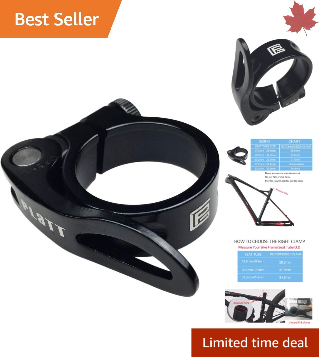 Strong and Universal Aluminum Alloy Bike Seat Clamp – Fits 25.4/27.2/30.8/31.6mm