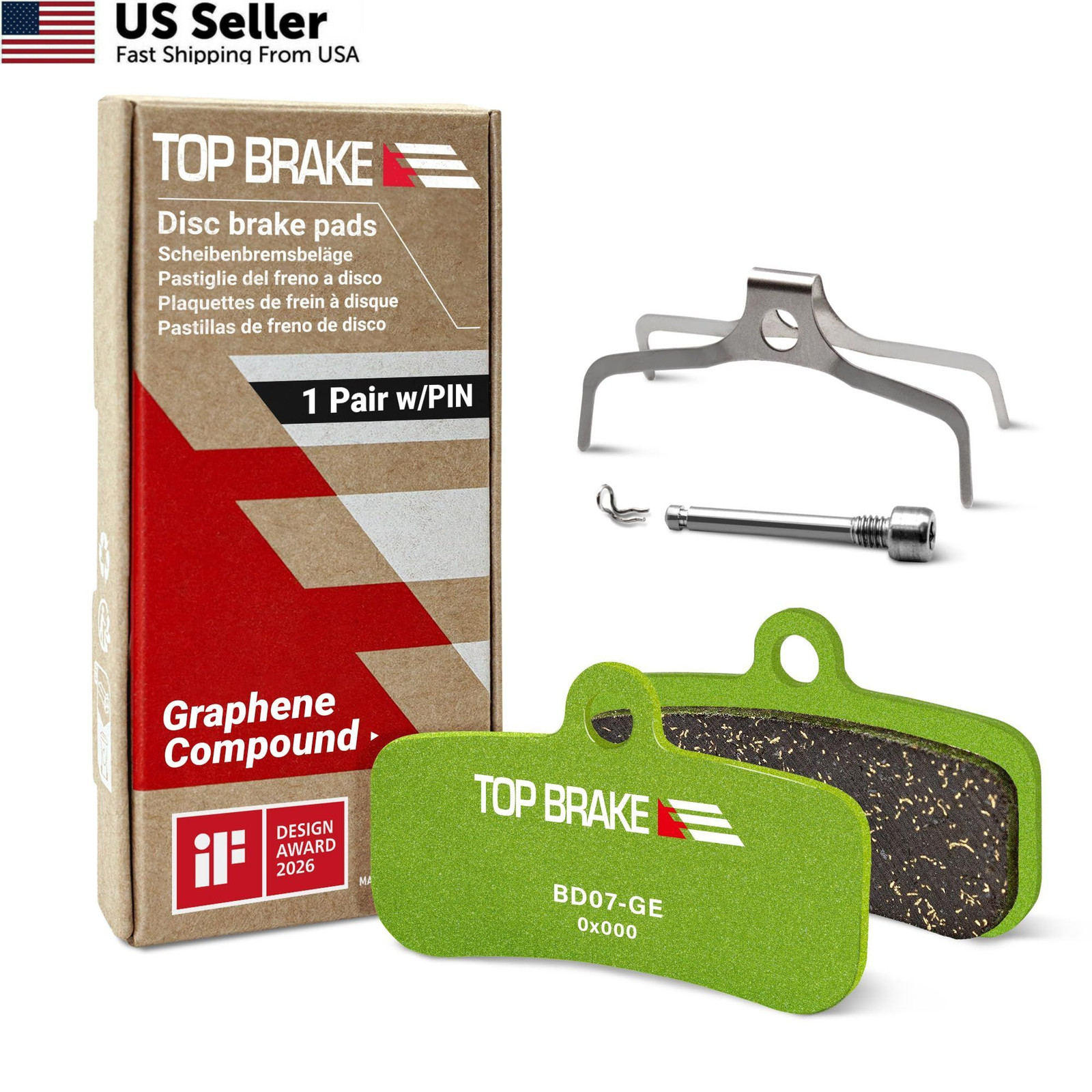 TOP BRAKE Disc Bike Brake Pads Compatible with Shimano 1.55*0.94 (in), Green