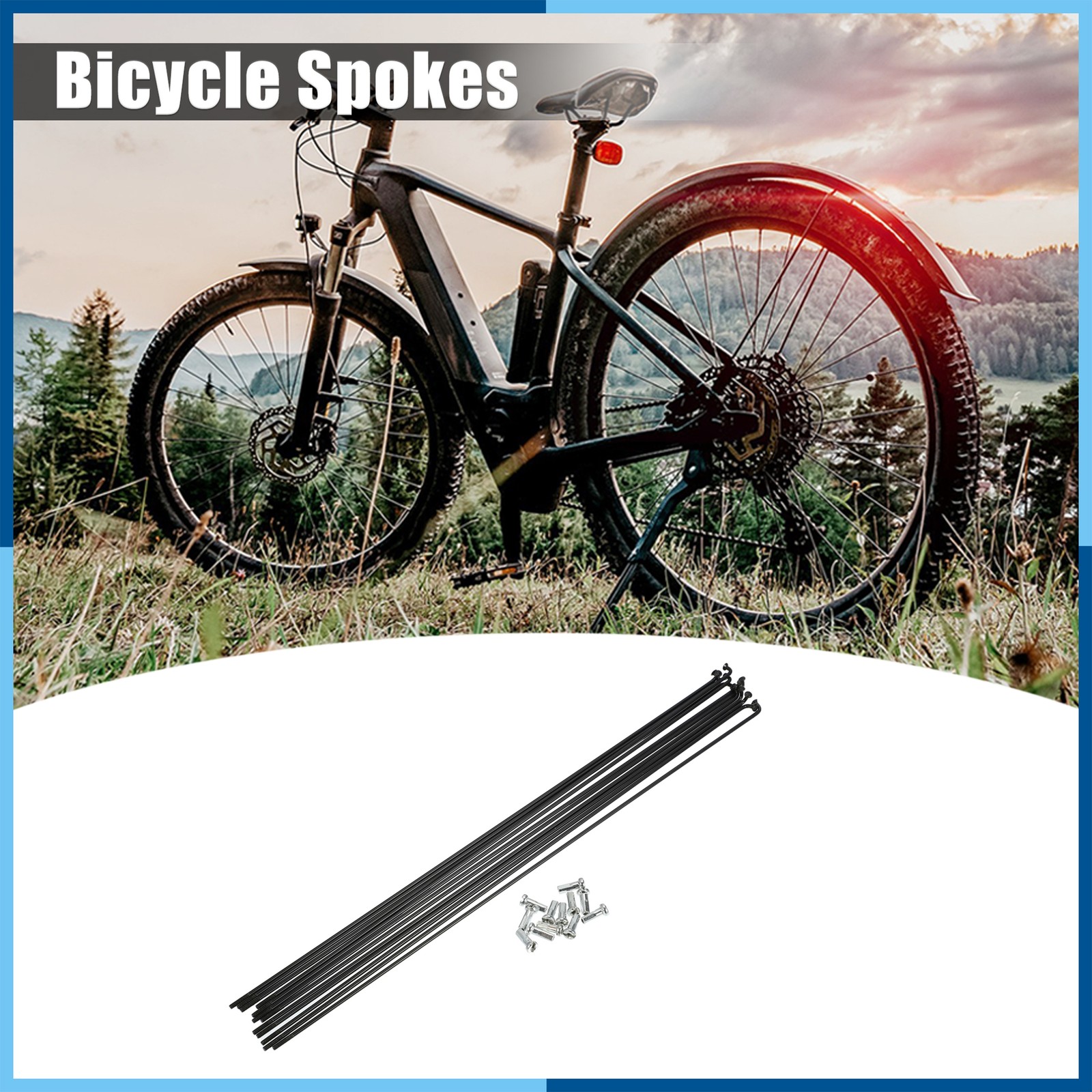 12 Pcs 14G J Bend 282mm x 2mm Bike Bicycle Spokes with Nipples Steel Black