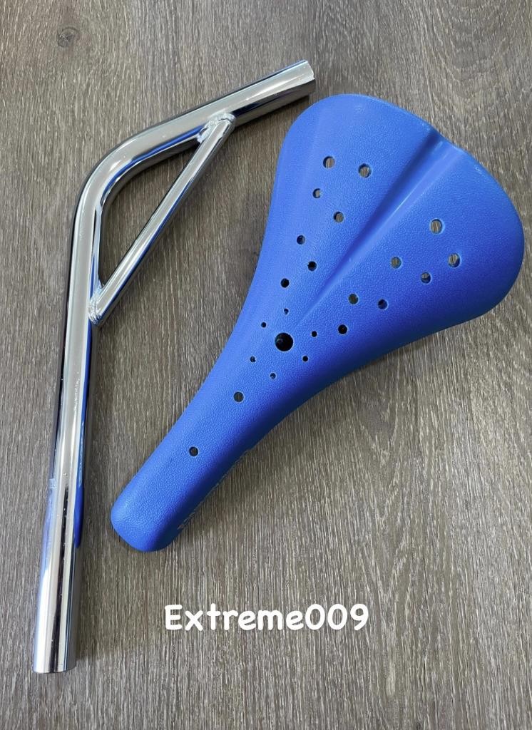 Viscount Dominator Seat Bmx Hard Shell BLUE with Laid Back Seat Post 22.2mm 7/8