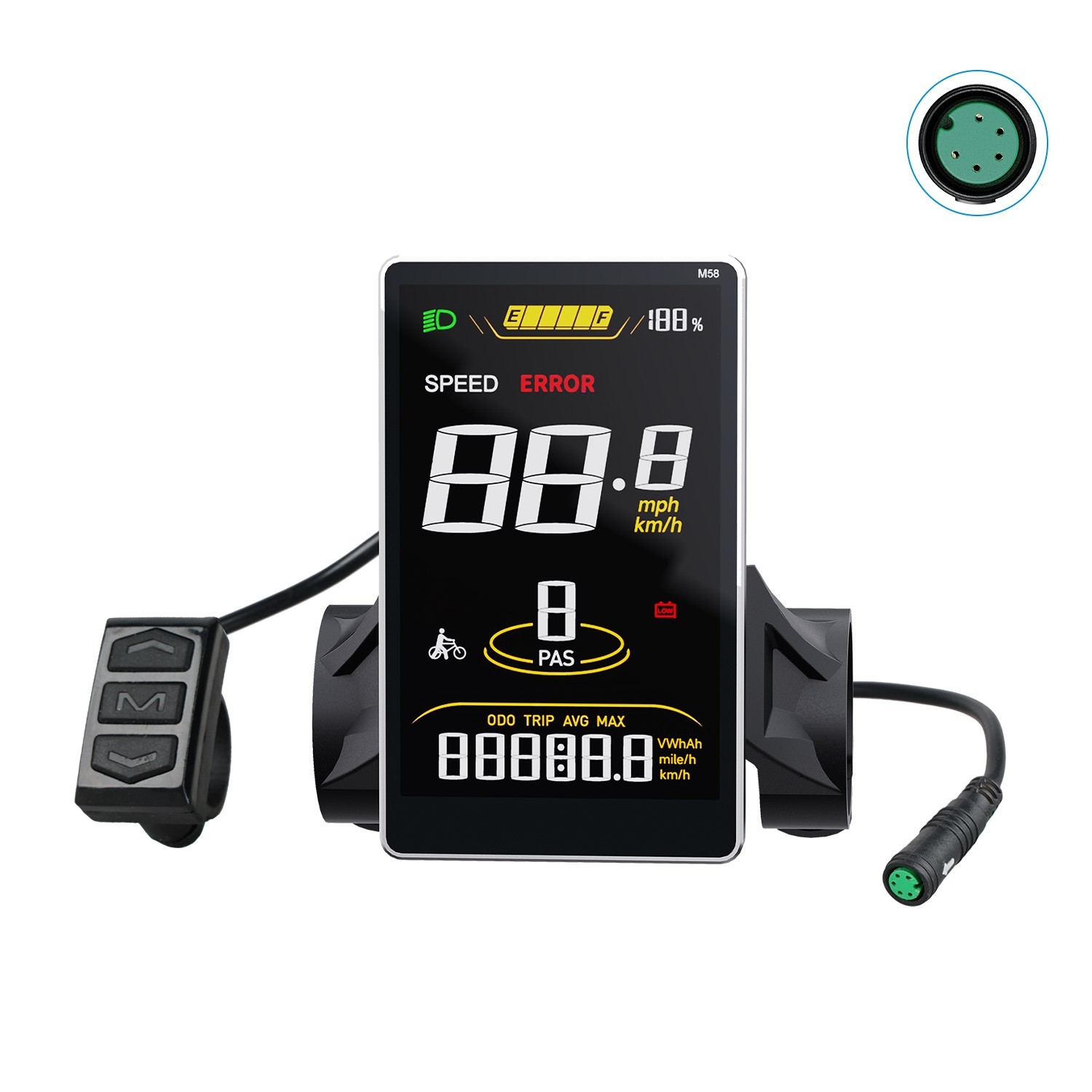 SW2-M58 EBike Display 3.8″ Screen 0-9 PAS for BAFANG Mid Motor UART Protocol US