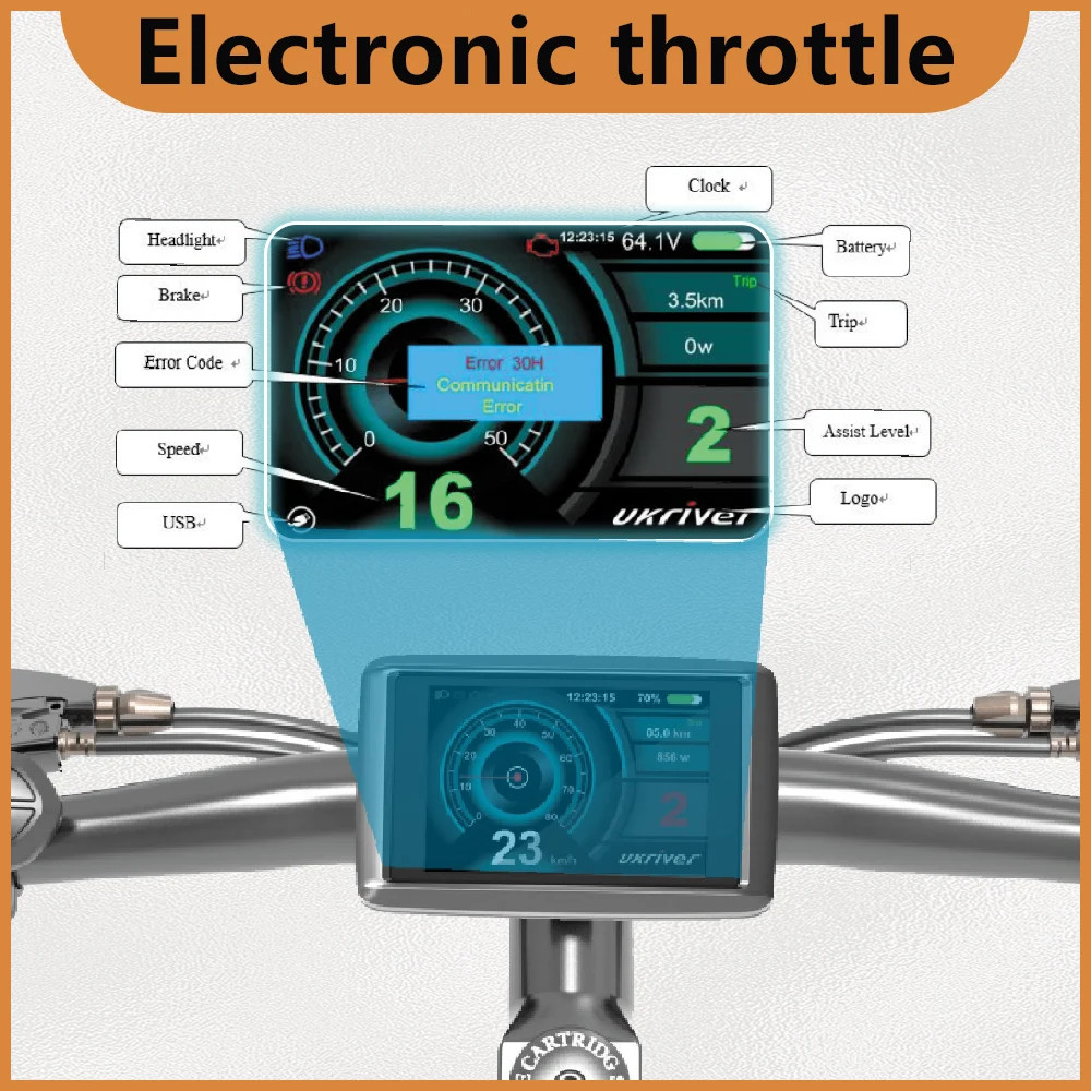 Electric Bicycle Display 24V 36V 48V 52V 60V 72V Display SM/Waterproof Plug