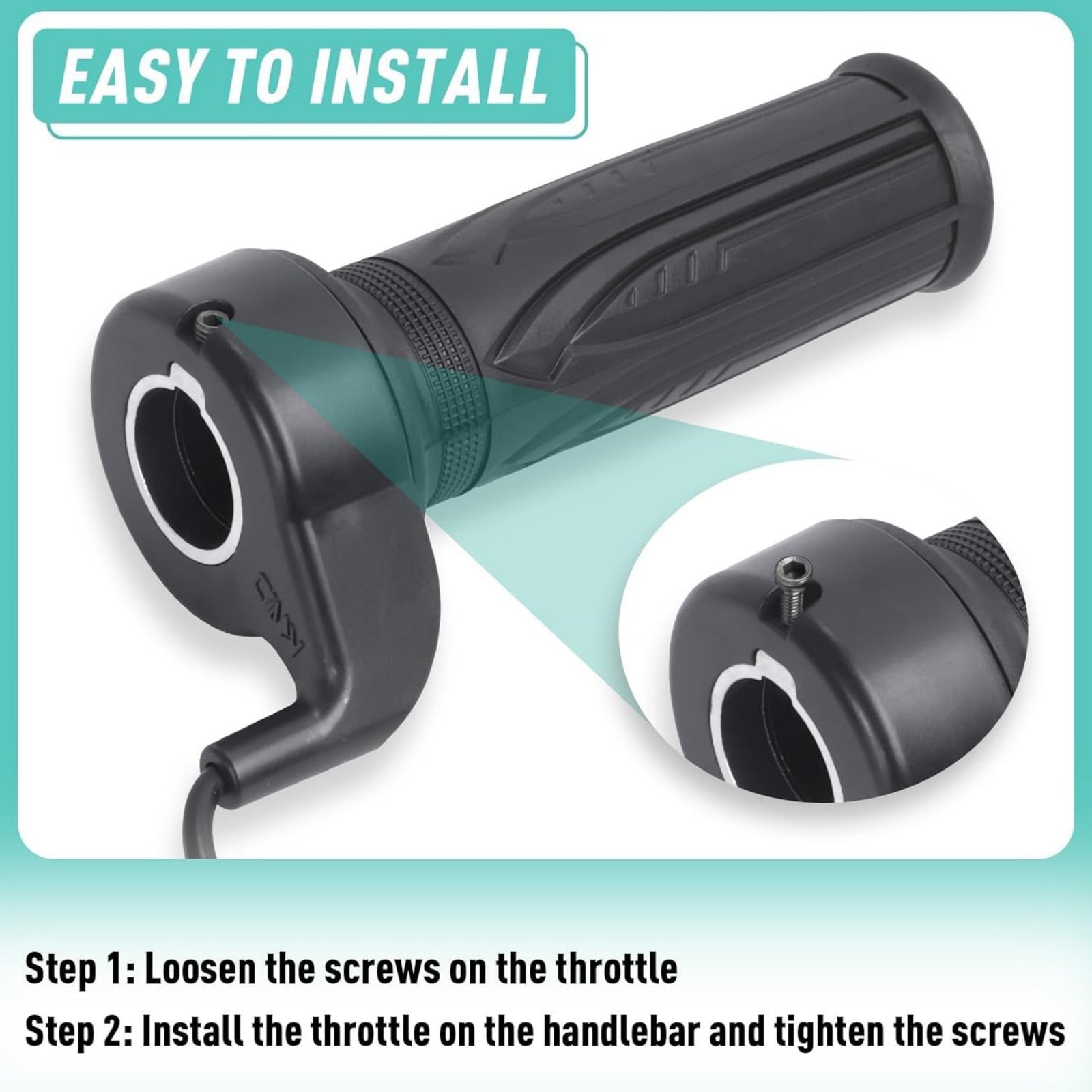 For Electric Bike Waterproof Full Twist Throttle Replacement Grip Kit 12V-72V