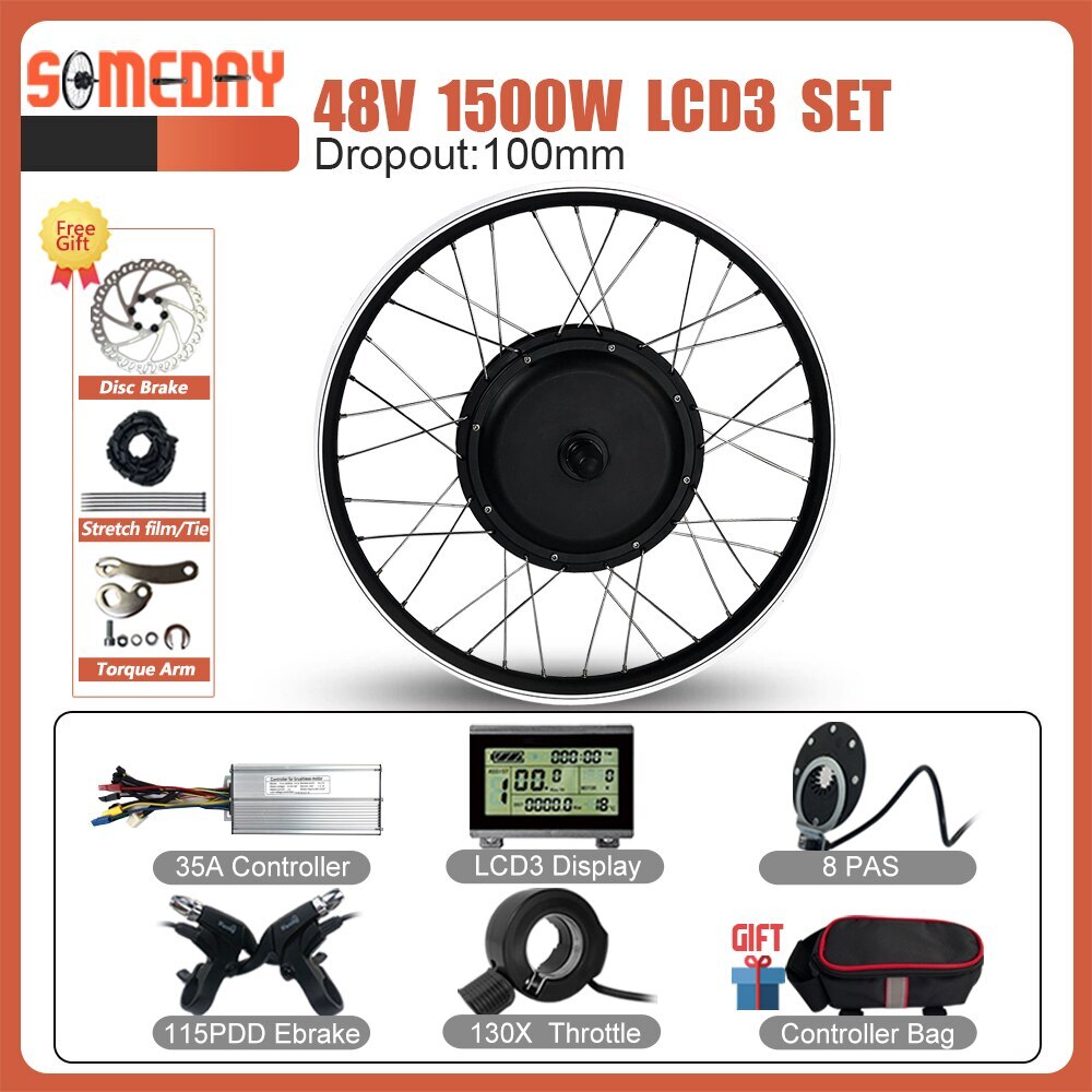48V 1500W Front Hub Motor Wheel 20-29Inch/700C for Electric Bike Conversion Kit