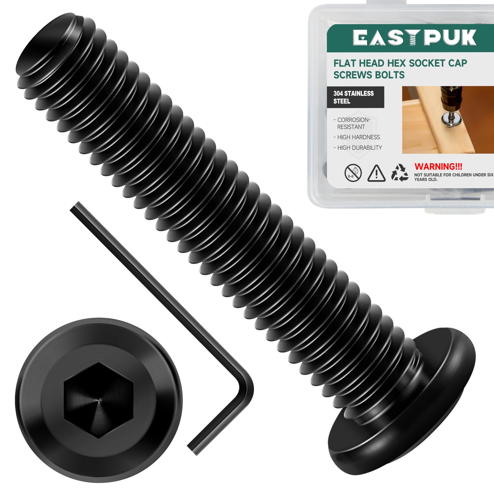 20Pcs M8-1.25 x 40mm Flat Head Socket Cap Screws Bolts 304 Stainless Steel Bl…