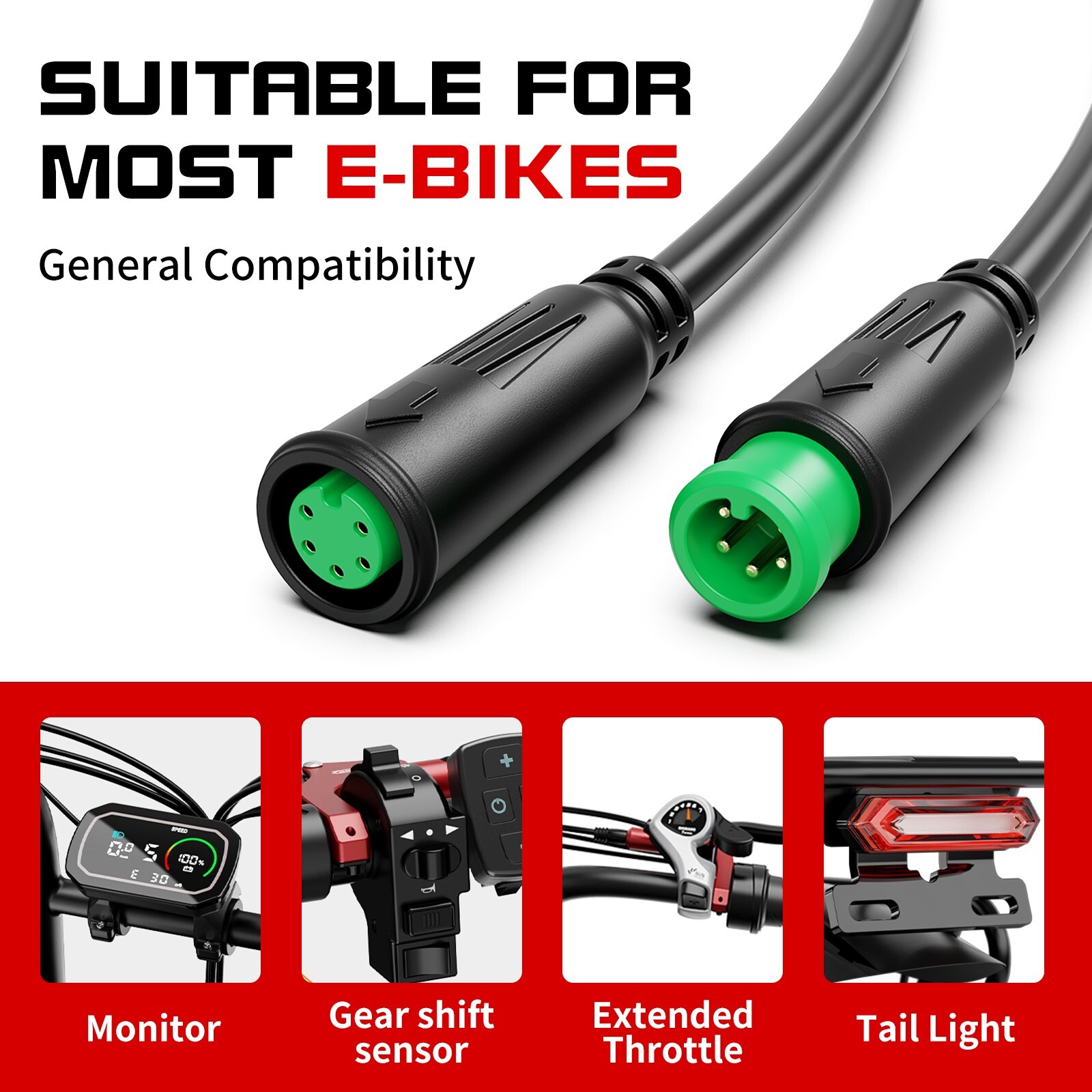 Extension Cable 2/3/4/5Pin Waterproof Plug For Electric Bicycle Connector Cable
