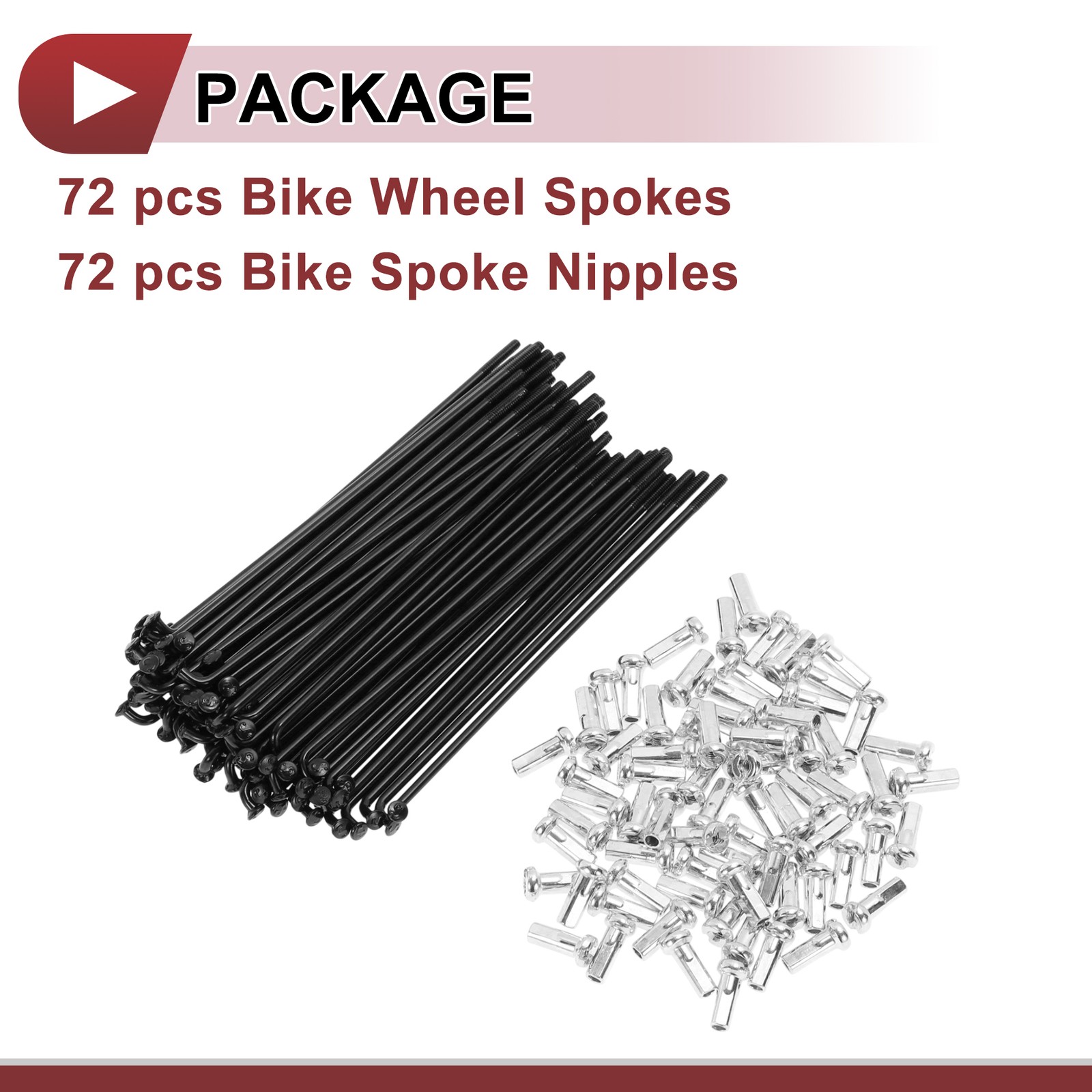 72 Set 14G Bicycle Spokes 93mm Bike Wheel Spokes Carbon Steel Black