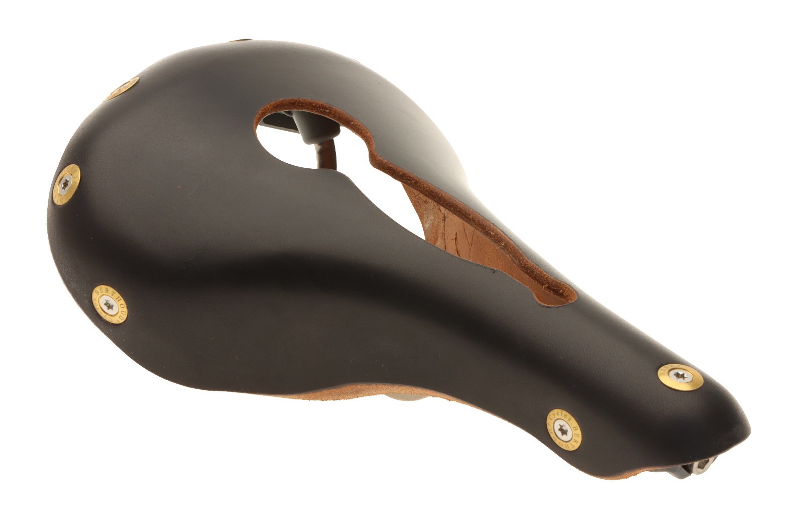 Gilles Berthoud Agnel Open Saddle Titanium Rails Hard Leather Black NEW NOS