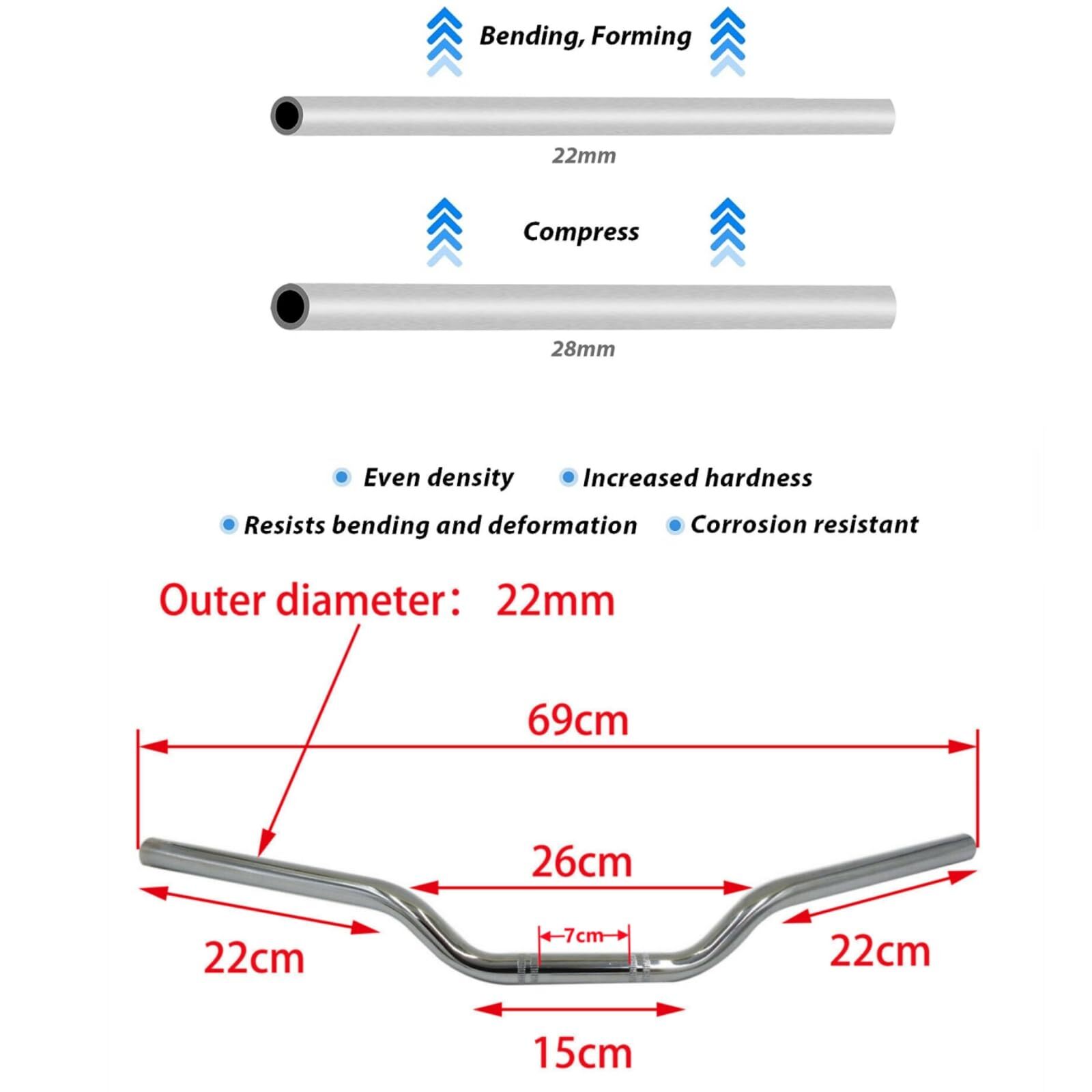 Motorcycle Handlebar 7/8″ 22mm Cafe Racer Handlebars Low Rise Drag Bars