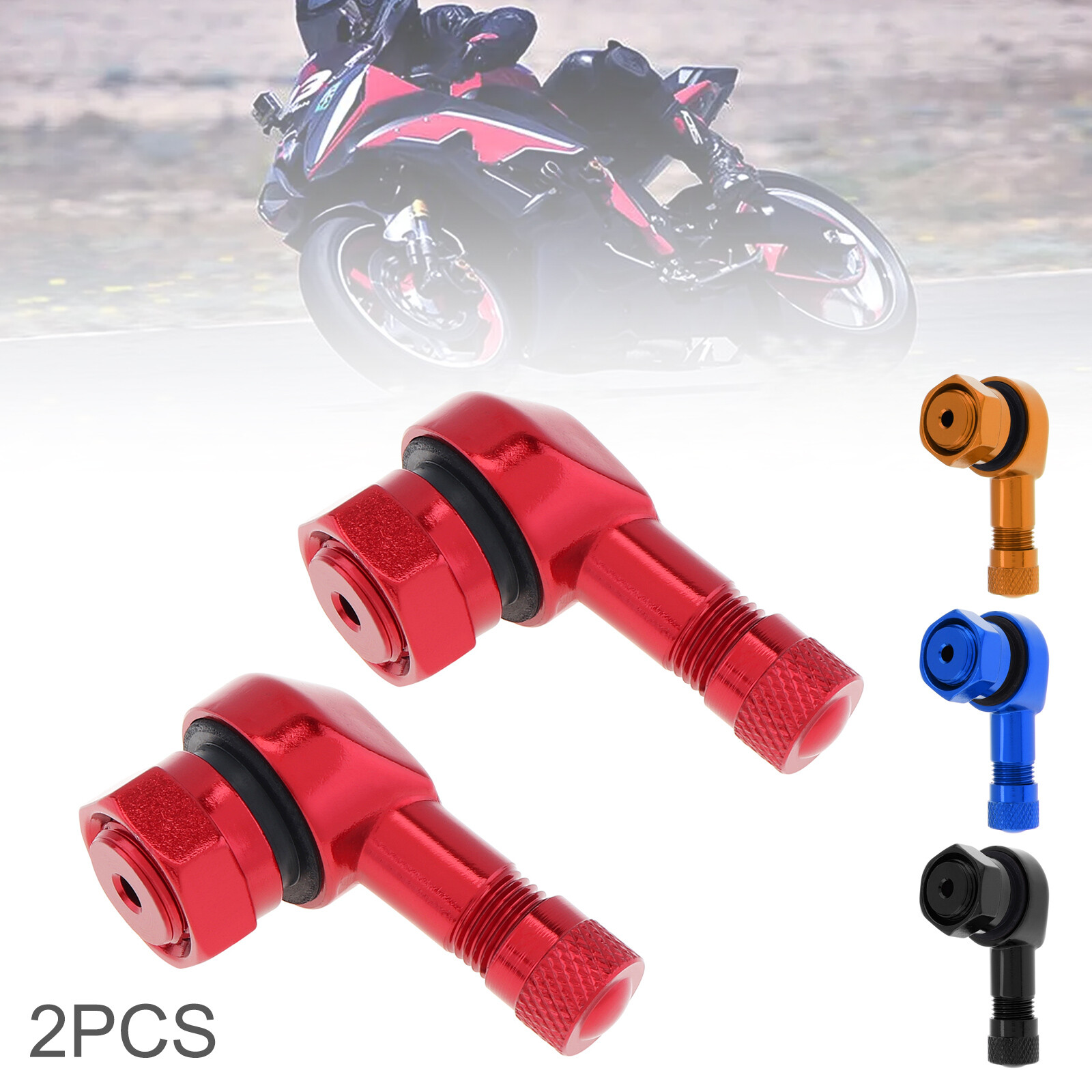 2PCS Motorcycle CNC Aluminum Alloy 11.3mm Tire Wheel Stem Valve 90 Degree Angled
