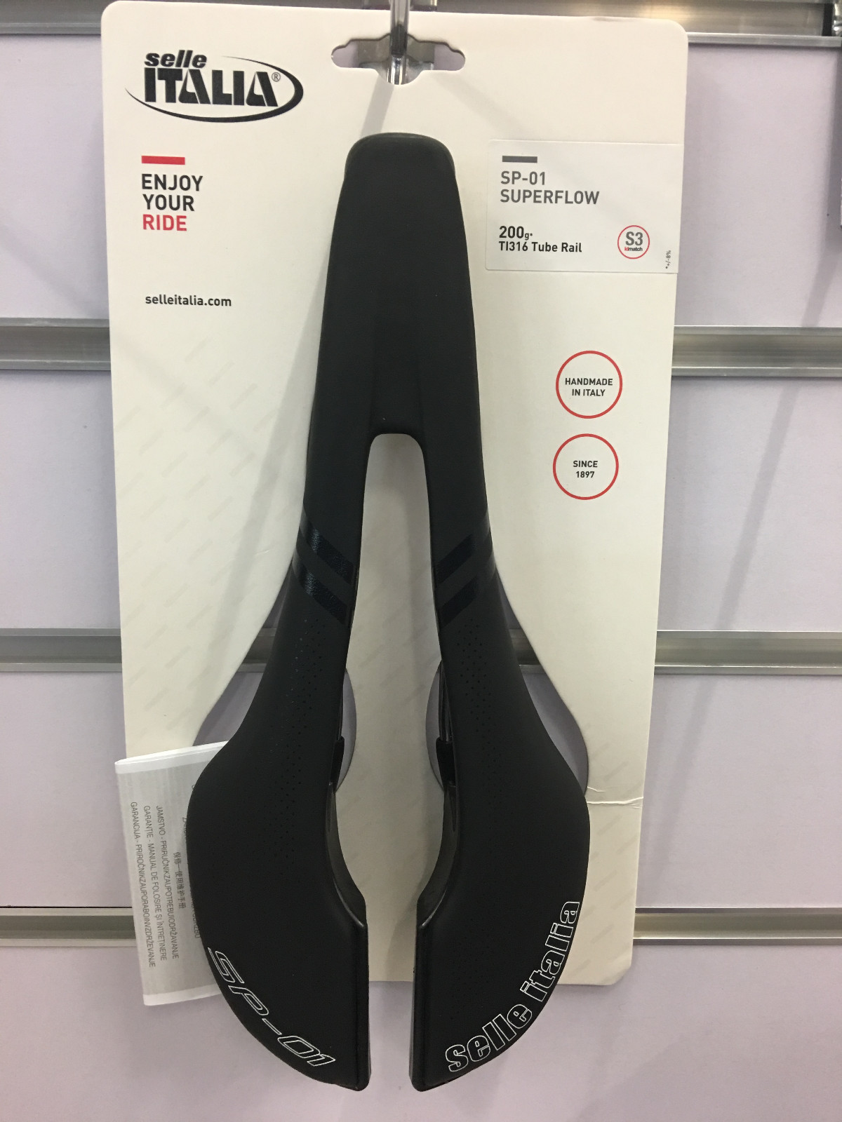 Selle Italia SP-01 Superflow S3 130x288mm TI316 Tube Rail Saddle (Black)