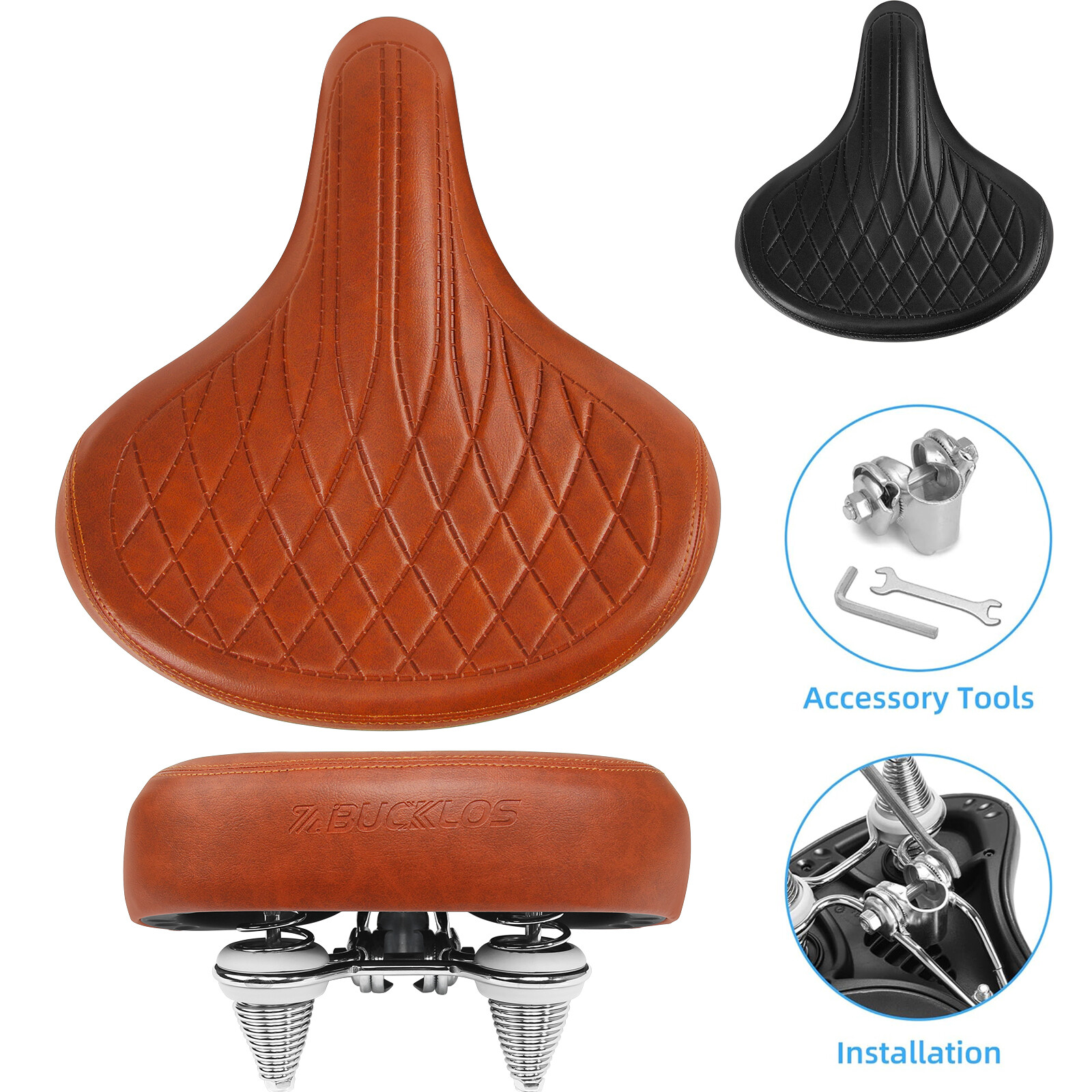 BUCKLOS Comfort Wide Big Bum Saddle Seat Retro MTB Road Bike Soft Cushion Pad US