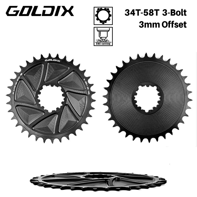 3mm Offset 3-Bolt AERO Wide Narrow Teeth Chainring for MTB Road Bicycle Crankset