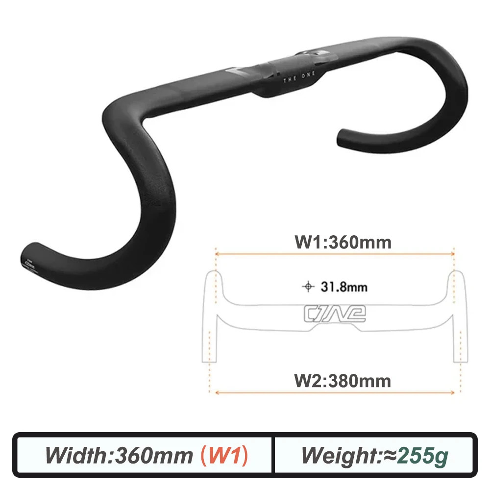 AERO Carbon Road Gravel Bicycle Handlebar 360mm 380mm 400mm 420mm Black Matt
