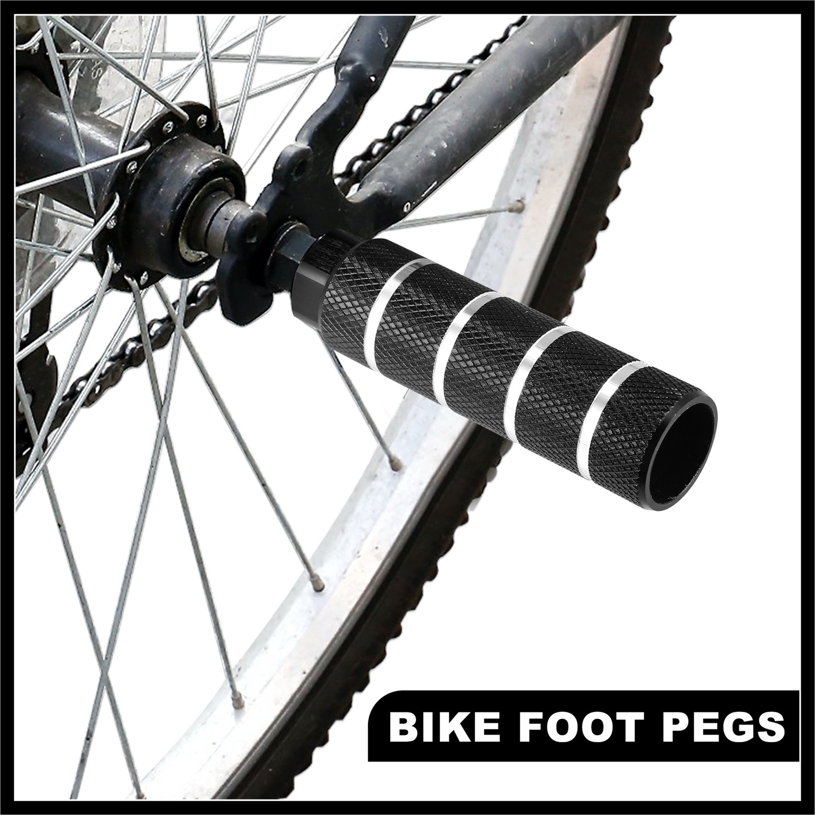 4 Pcs Aluminum Alloy Rear Foot Pegs for BMX MTB Bike Fit 3/8 inch Axles