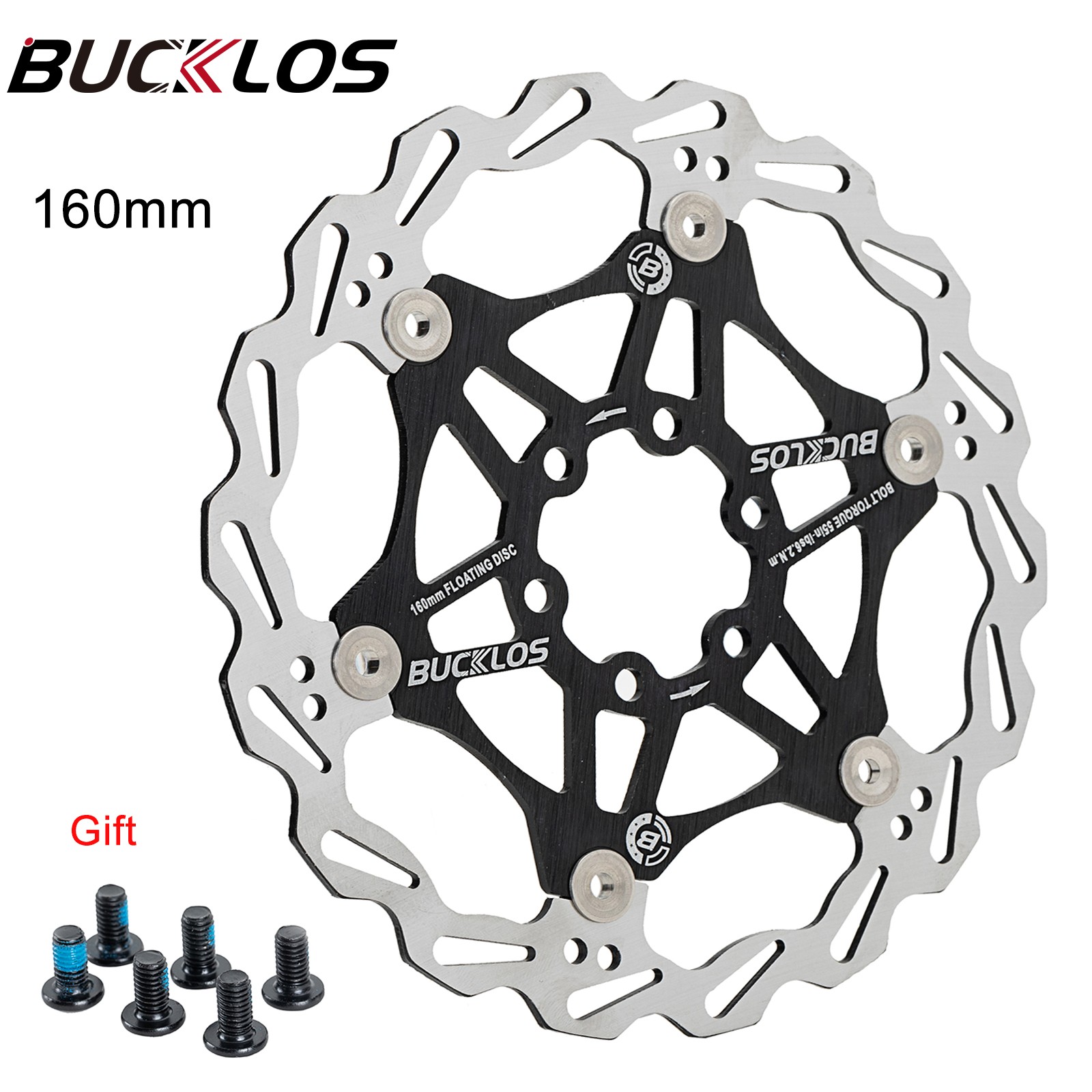 BUCKLOS MTB Bicycle Floating Disc Brake Rotors 160/180/203mm PM/IS Brake Adapter