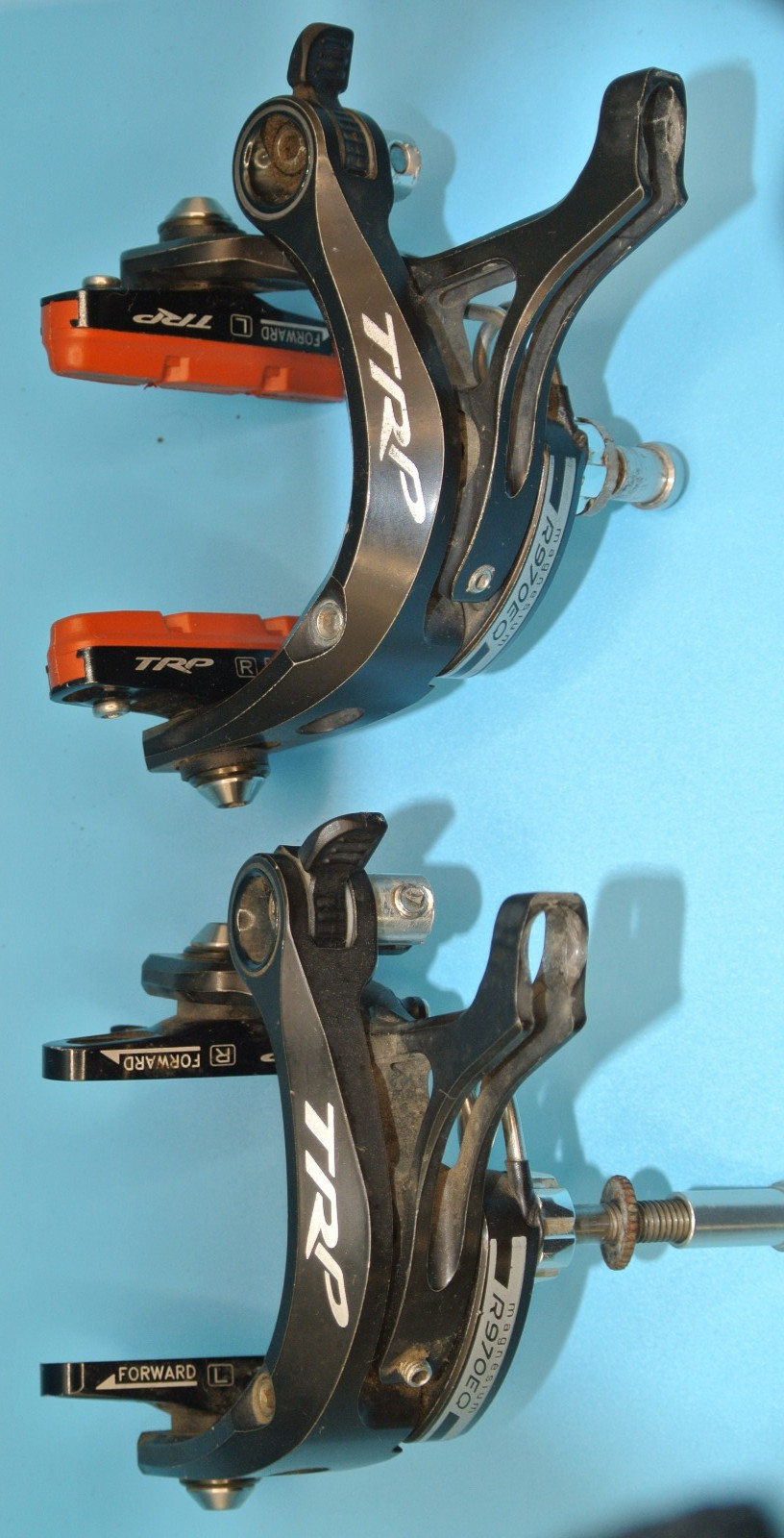 TRP R970SL BRAKES Front & Rear Calipers Rim Brakes 235g Blk Magnesium Excellent