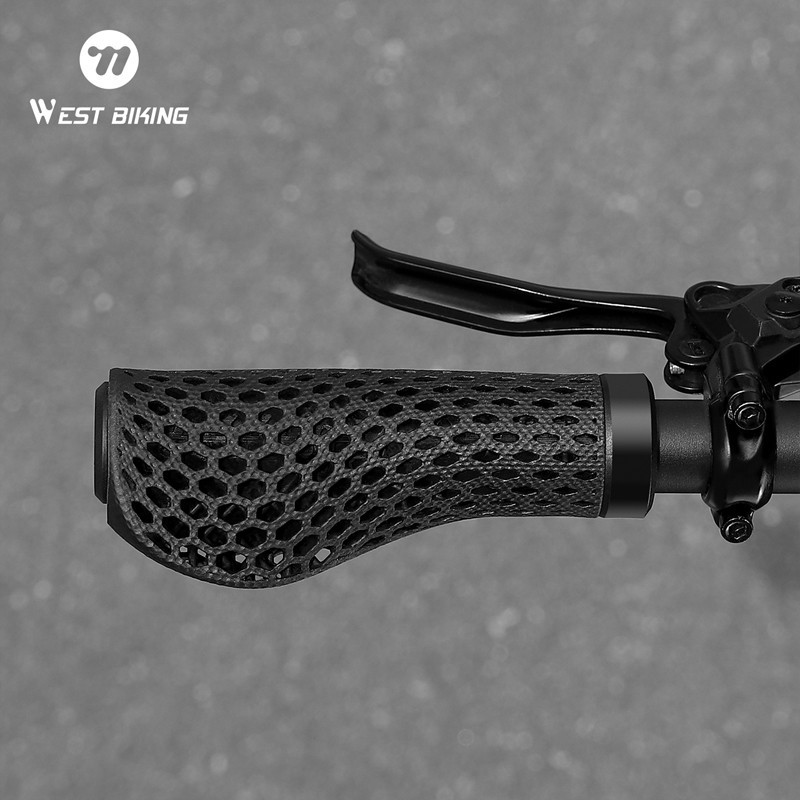 WEST BIKING MTB Bike 3D Printed Grips Ergonomic Bicycle Grips with Bar End Plugs