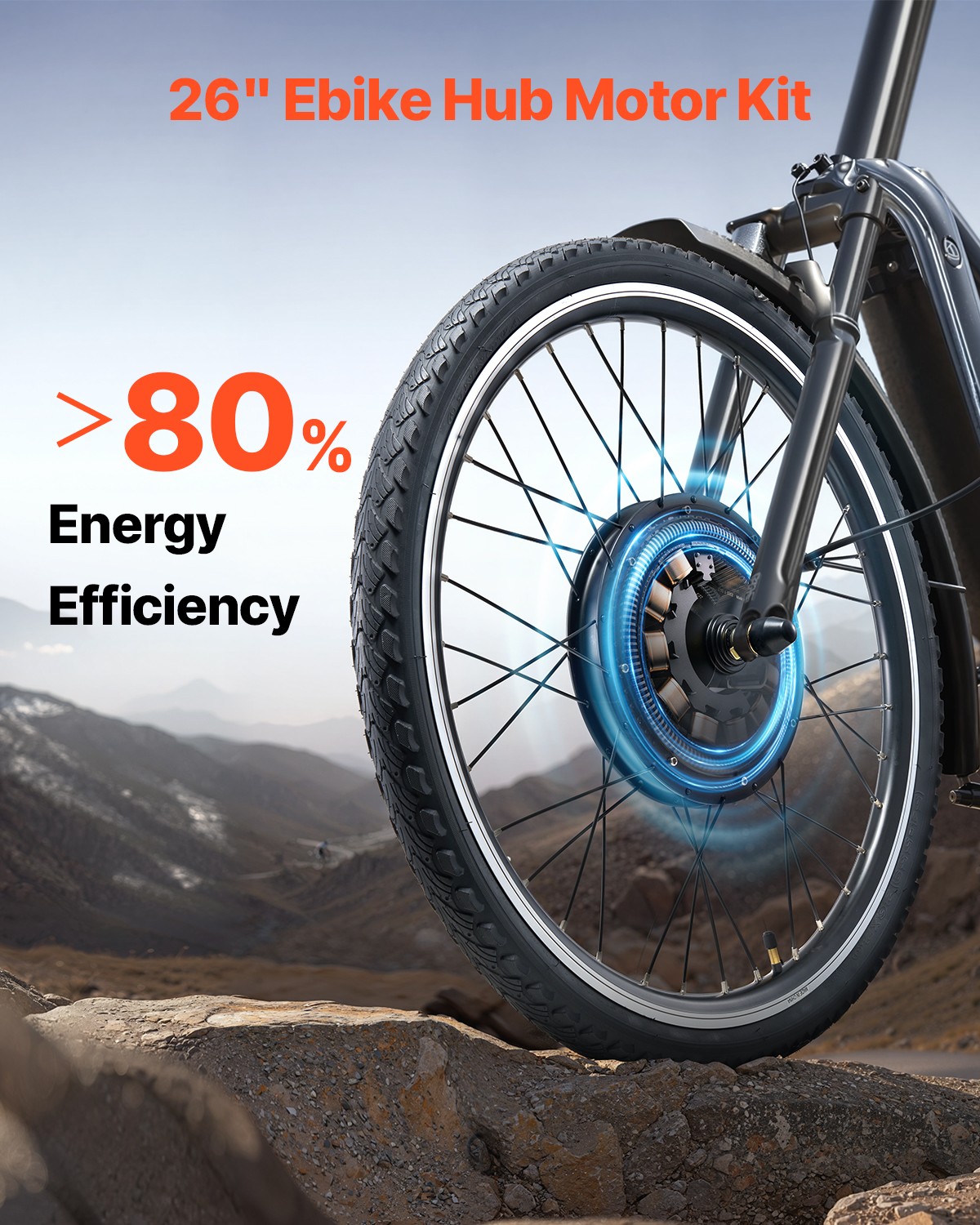 1000W Electric Bike Conversion Kit 48V 420rpm 26″ Front Wheel E-Bike Hub Motor