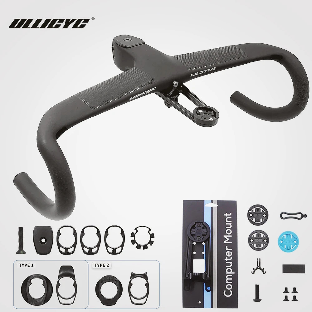 -10 Degree Carbon Fiber Integrated Road Bike Handlebar Internal Cable Routing