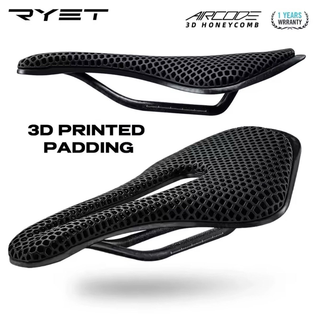 RYET Aircode 3D Printed Carbon Mesh Ultralight Bike Saddle 160g