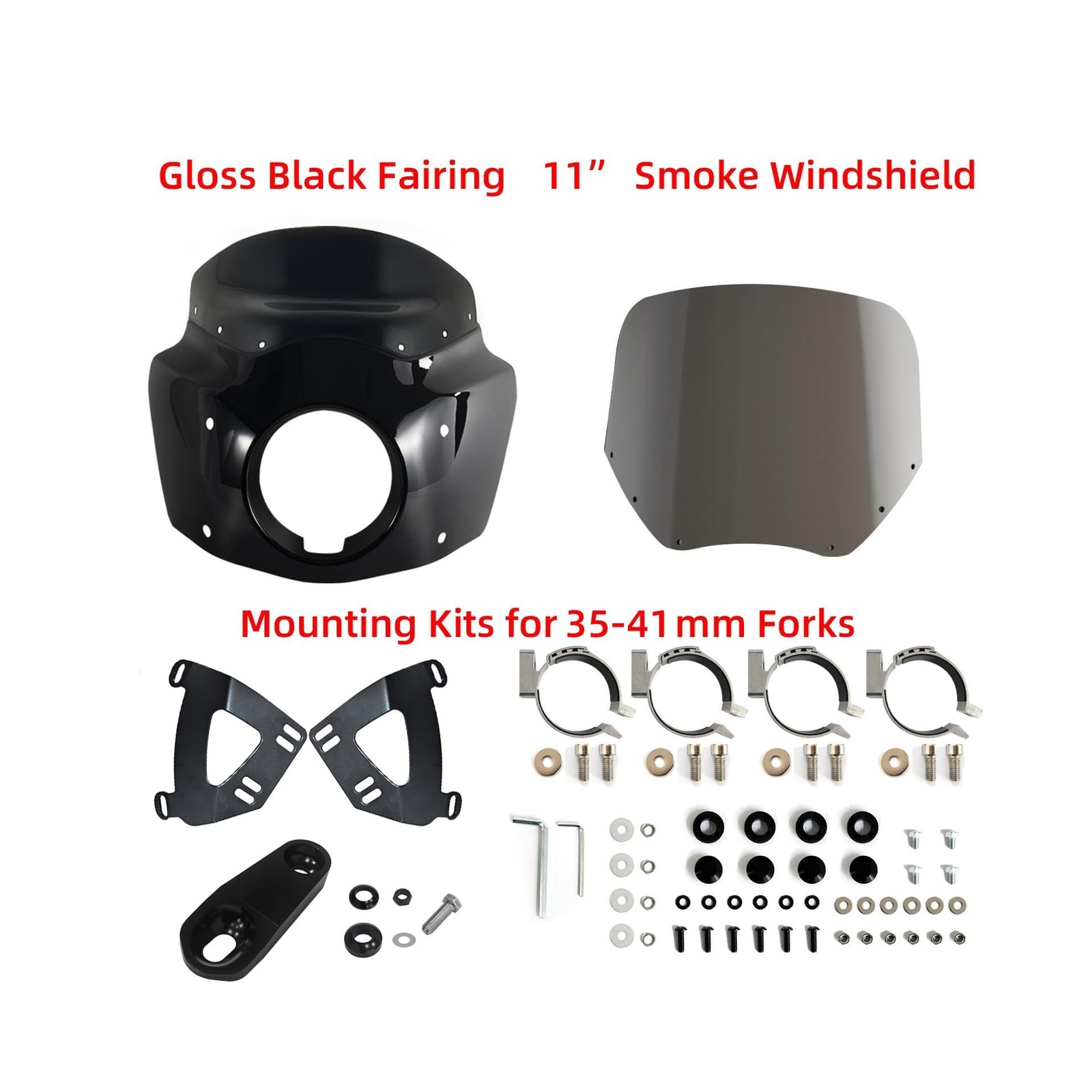 FATECIM Motorcycle 5.75″ Headlight Fairing with 11″ Smoke Windshield Windscre…