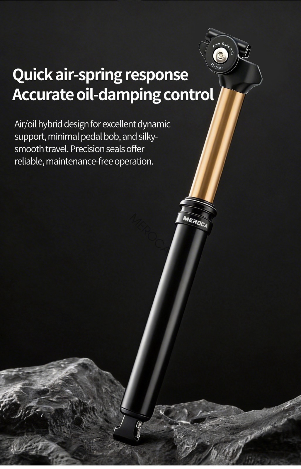 MEROCA Mountain Bike Dropper Bicycle Seatpost 27.2/30.9/31.6mm w/ Remote Control