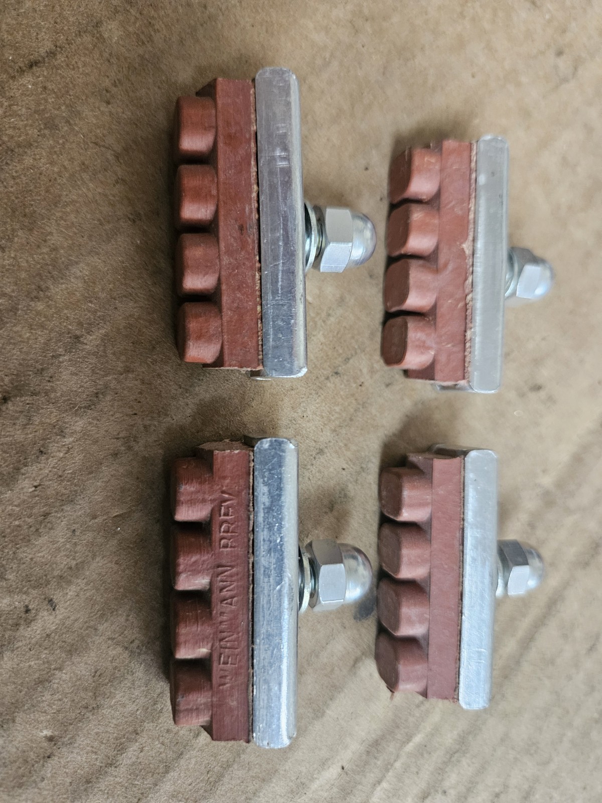 Vintage NOS Weinmann Brake Pads, red rubber, w/ bolts nuts & washers, set of 4
