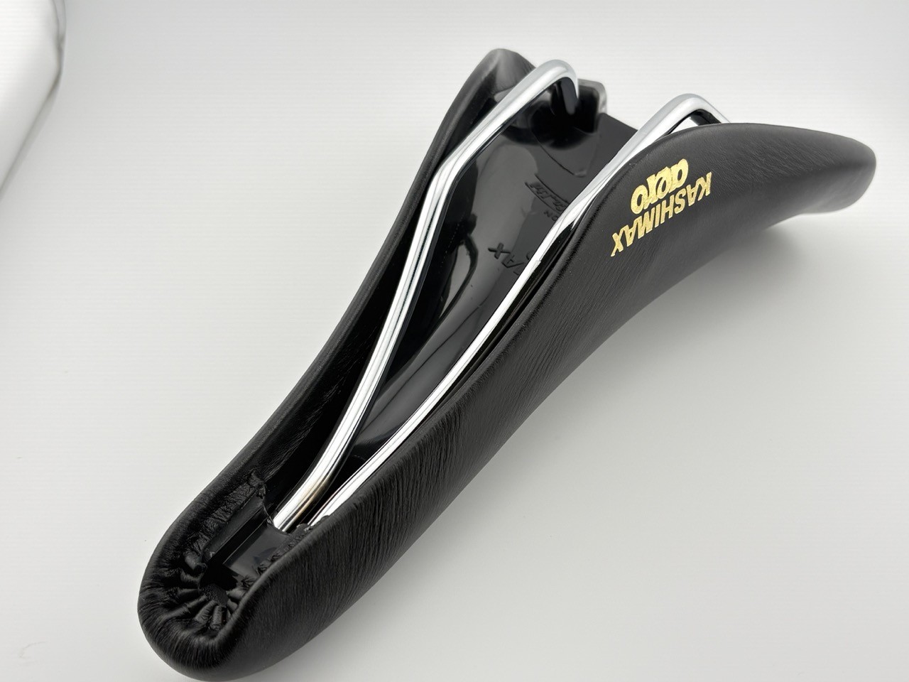 KASHIMAX Aero AX-4A Padded Saddle Genuine Leather Black BMX Keirin Track Bike