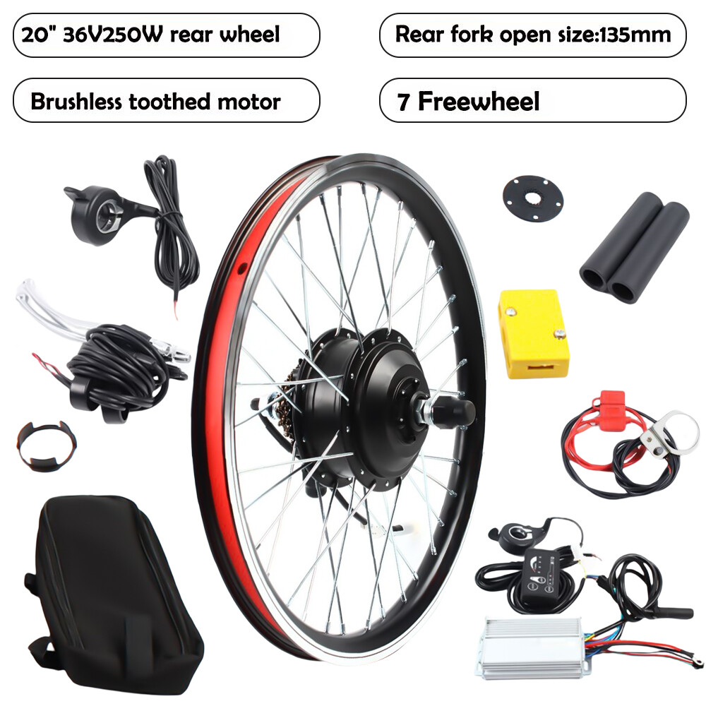 20 inch LED Rear Wheel Motor Hub Electric Bicycle E-Bike Conversion Kit 36V 250W