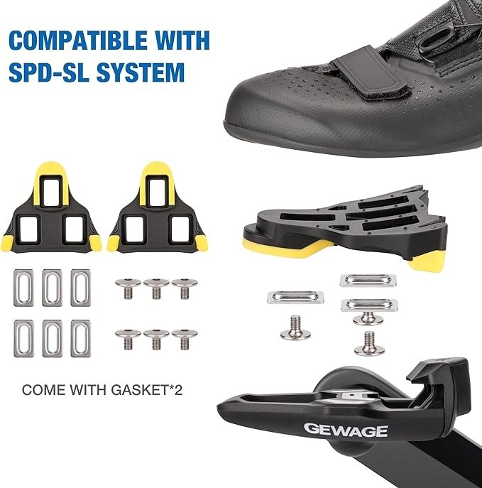 Carbon Fiber Road Bike Clipless Pedals SPD-SL Compatible 9/16 CrMo Sealed