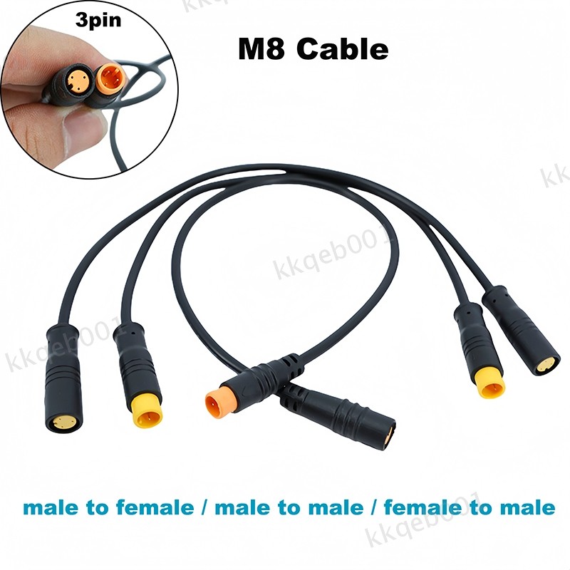 0.2m m8 9mm 3 pin Electric Bicycle Butt signal Cable Waterproof Wire Ebike Plug