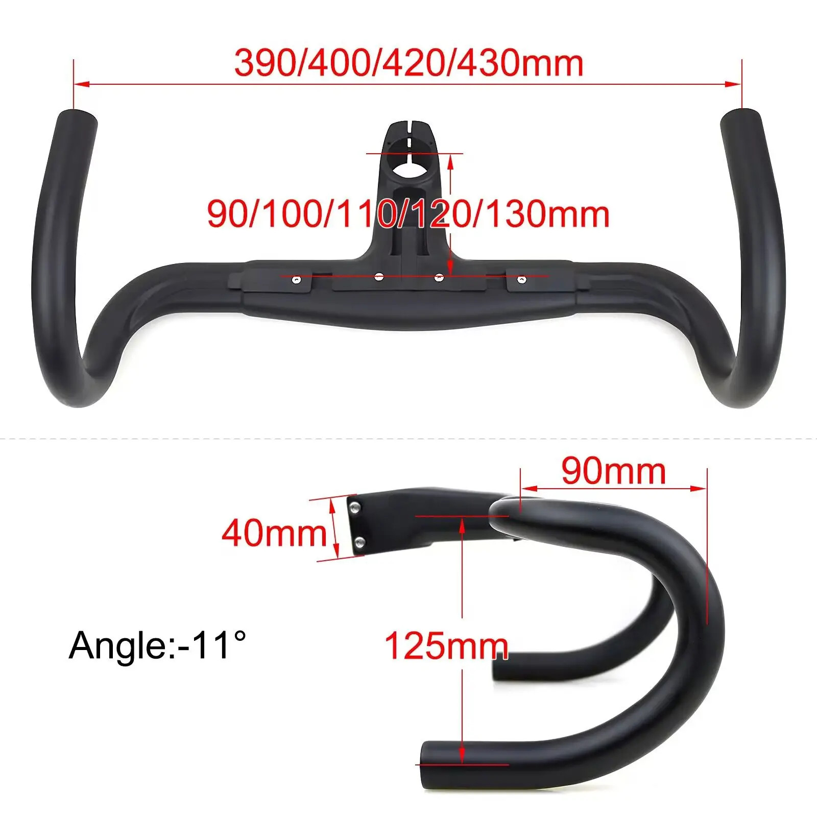390-430mm Width Road Bike Carbon Integrated Handlebar 28.6mm 31.8mm Frame Fork
