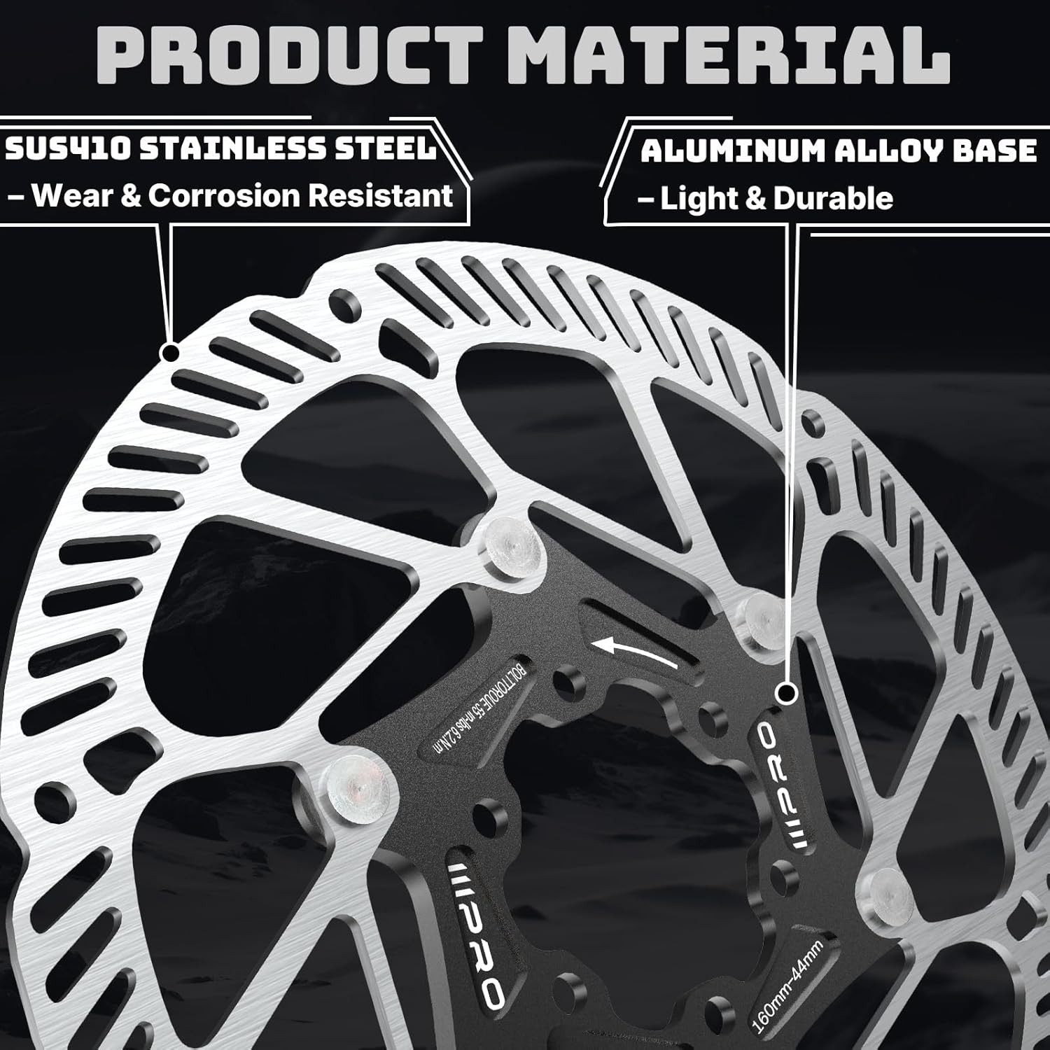 IIIPRO A2 140Mm 160Mm 180Mm 203Mm Floating Bike Disc Brake Rotor with 6 Bolts,Mt