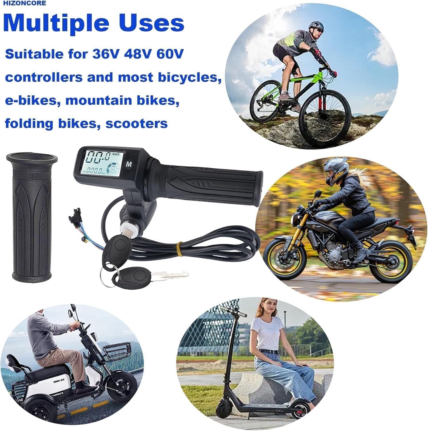EBike Throttle 36V/48V/60V/72V Universal with 3 Speed Adjustment