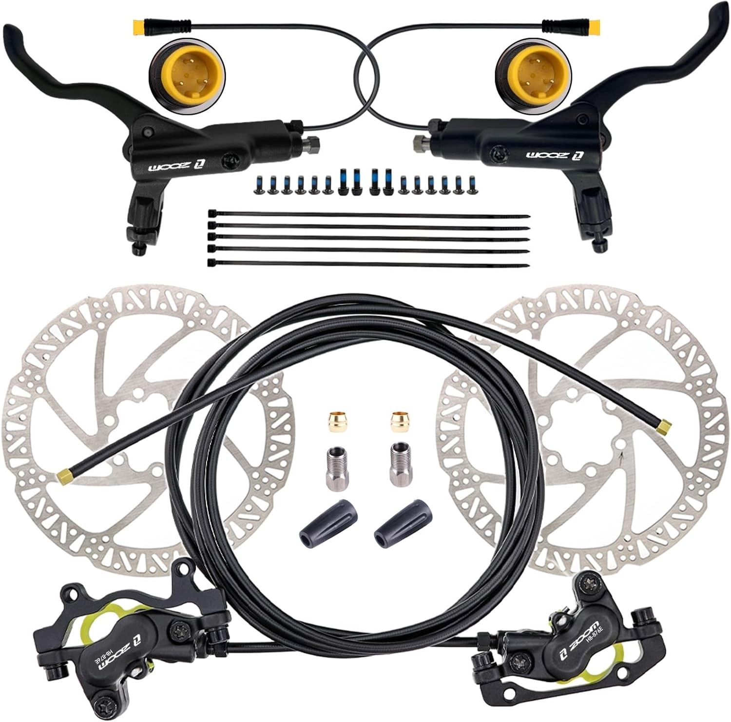 Zoom HB876E 2-PIN/3-PIN 4-Pistons E-Bike Electric Power-Off Hydraulic Brake Set