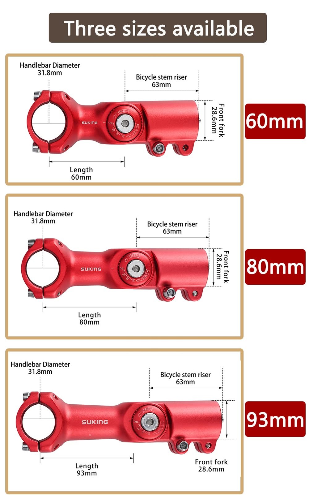 Adjustable Stem 31.8 60mm/80mm/93mm 090 Degree Adjustable MTB Stem Handlebar…