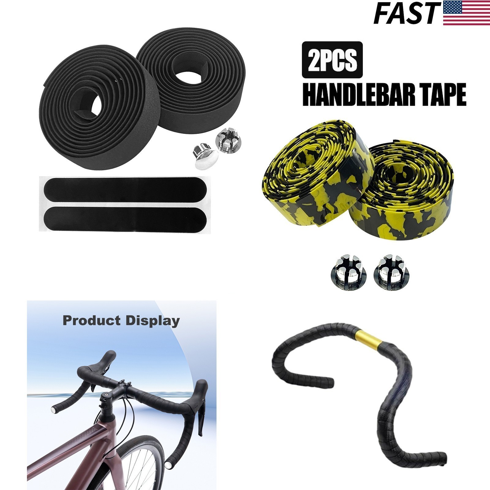 2Pcs Ebike Bike Bicycle Self-Adhesive EVA Anti Slip Handlebar Tape Bar Grip Wrap