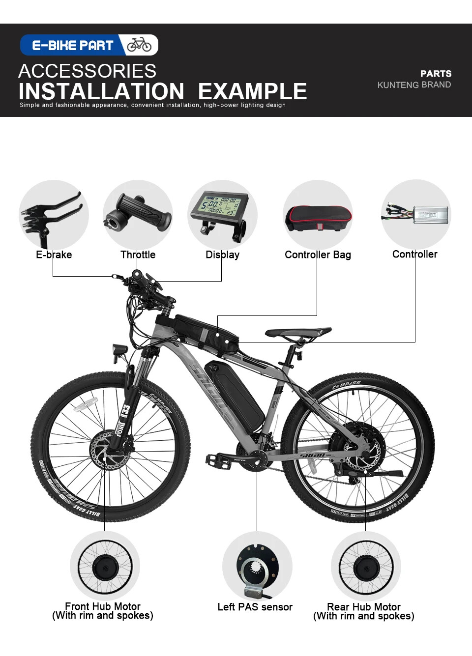36V/48V 30A Electric Bicycle Tricycle E-Scooter Controller for 1000W Hub Motor