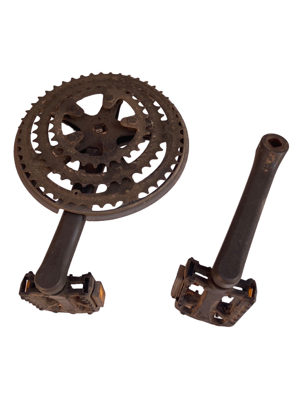 Shimano 200GS Vintage Kurbelsatz 3-fach Hung Kuang Pedale 170mm FC-M200 Schwarz