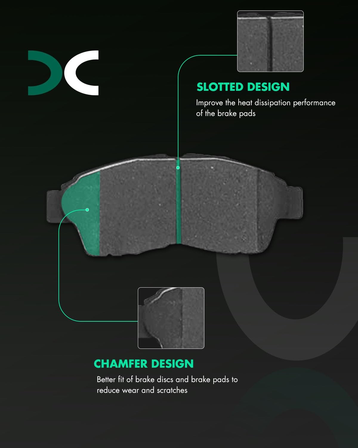 Scitoo D562 Front Semi-Metallic Brake Pads Sets Fit For Geo Prizm 1993-1997For