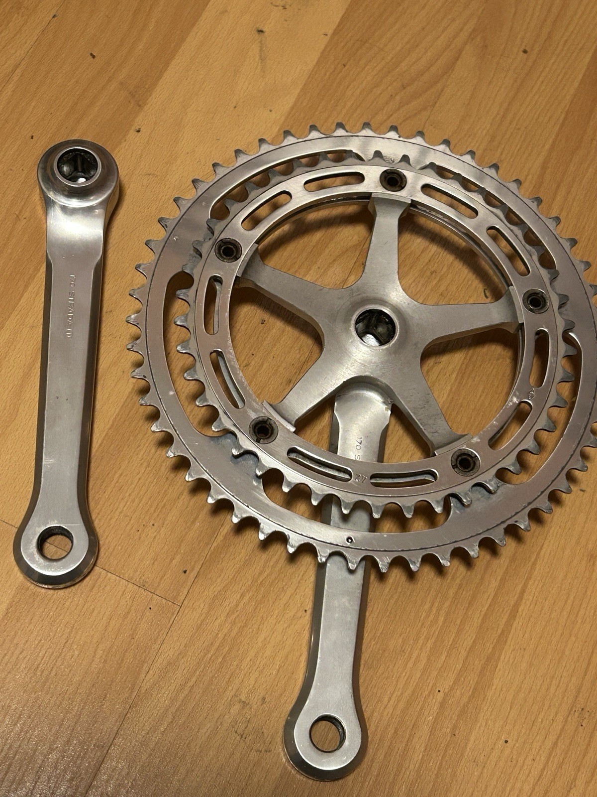 Vintage Campagnolo Super Record 170 Crankset 1049/A Double 52 42 Square Taper