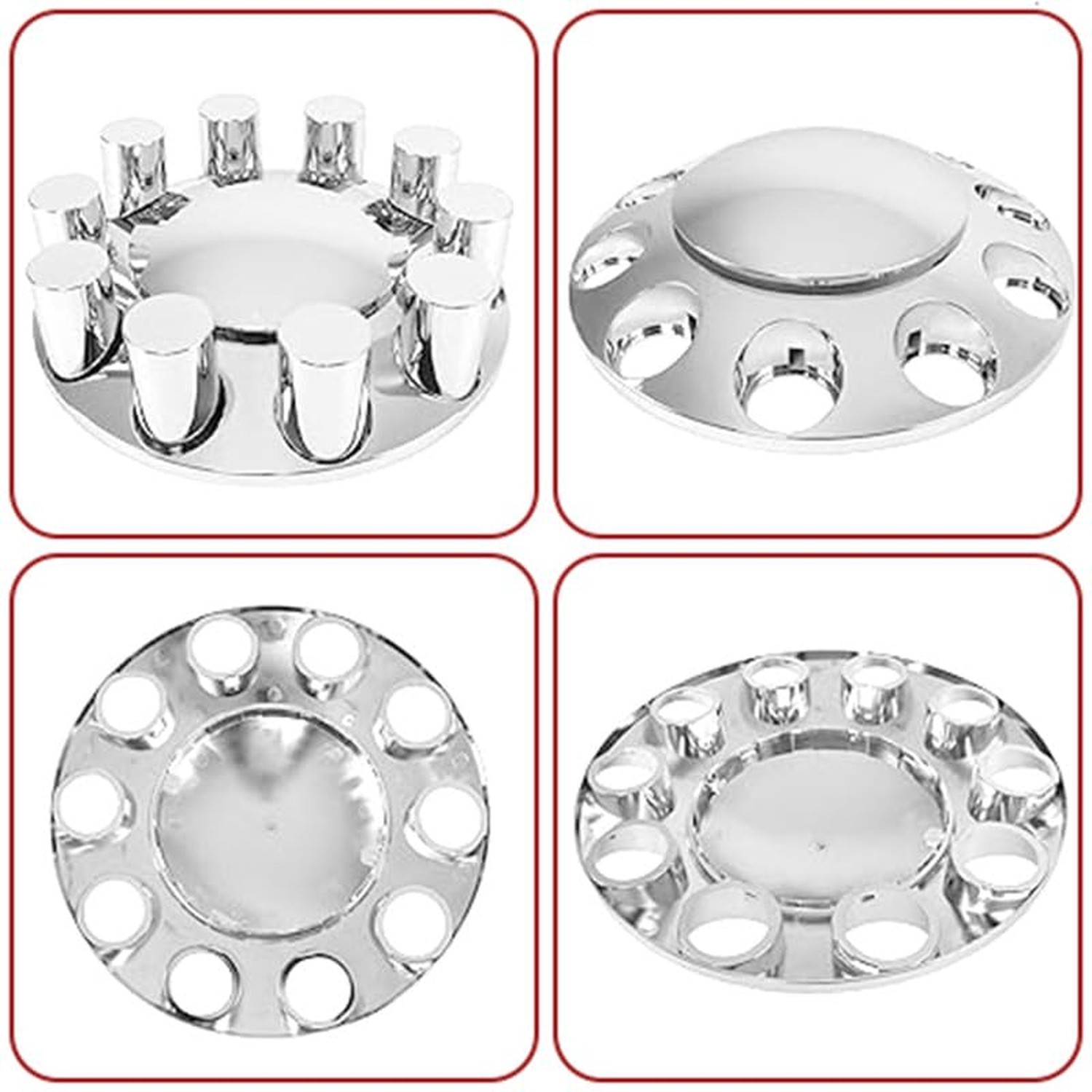 33mm Chrome Front Axle Wheel Cover Set for Semi Trucks ABS Plastic Wheel Hub …