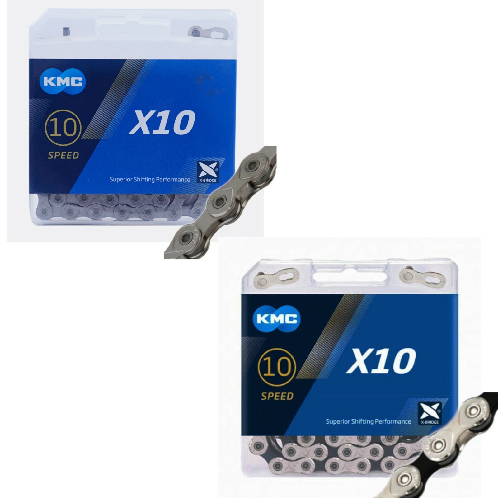 KMC X10 10 Speed Bike Chain 116L Silver-Black or Grey fit Shimano SRAM Campy