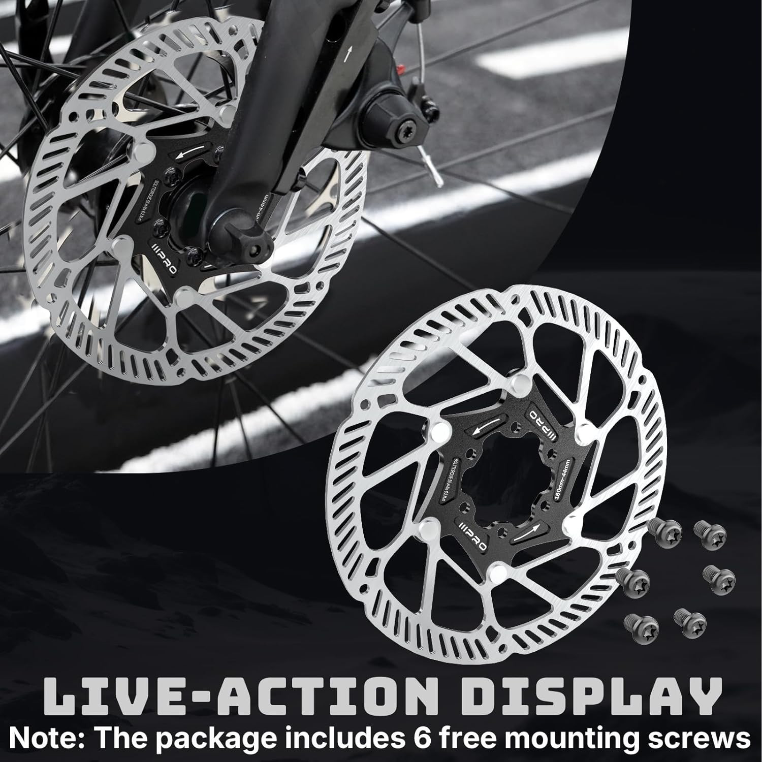 IIIPRO A2 140Mm 160Mm 180Mm 203Mm Floating Bike Disc Brake Rotor with 6 Bolts,Mt
