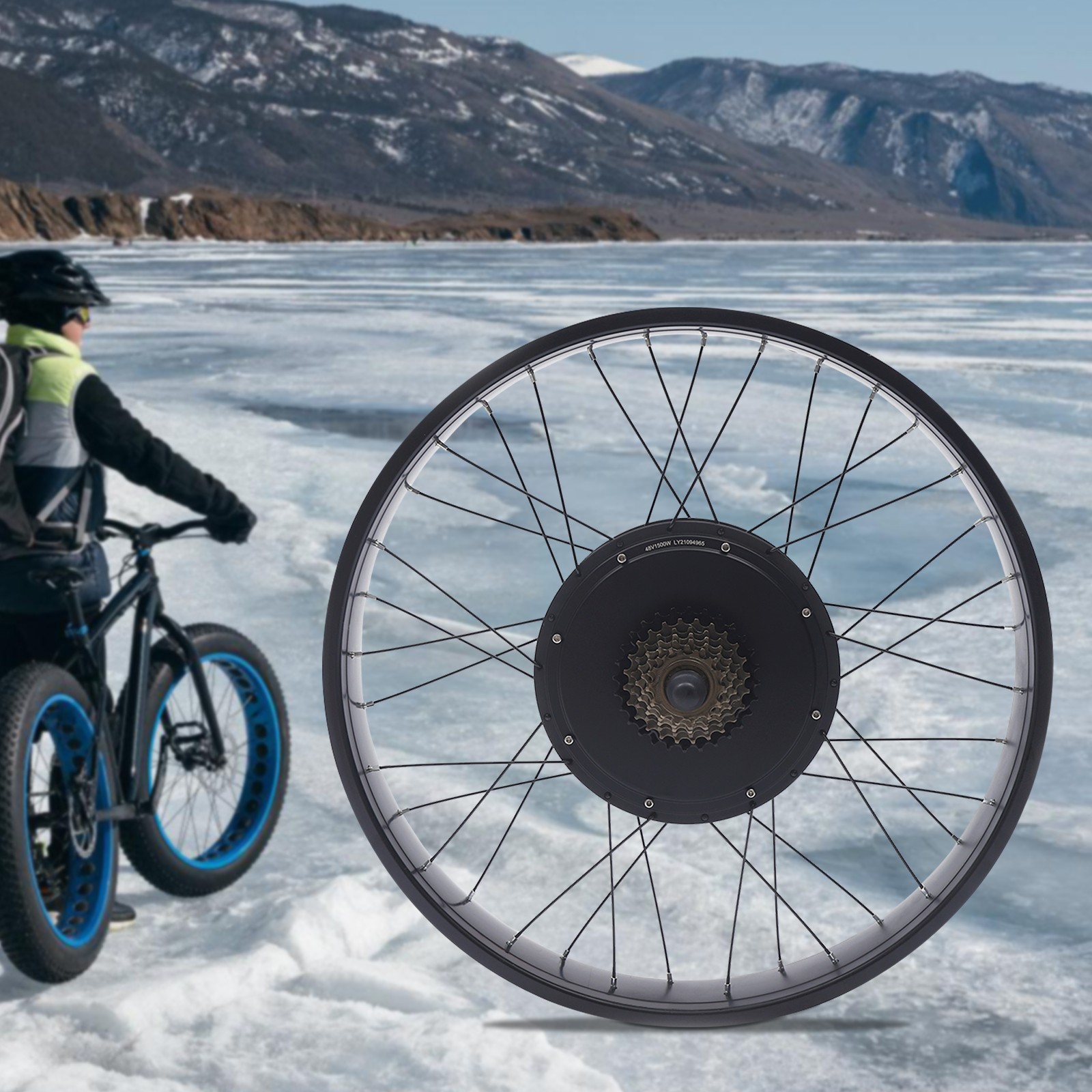 26″ 48V 1500W E-Bike Motor Rear Hub Wheel Fat Tire Electric Bike Conversion Kit