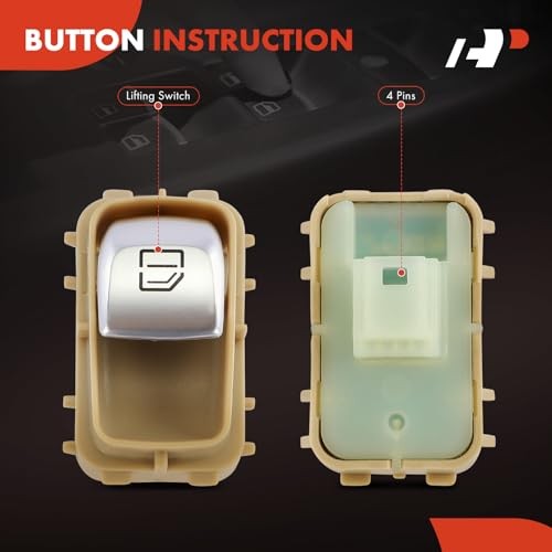 Front Right or Rear Side Power Window Switch – Beige Color – Compatible with