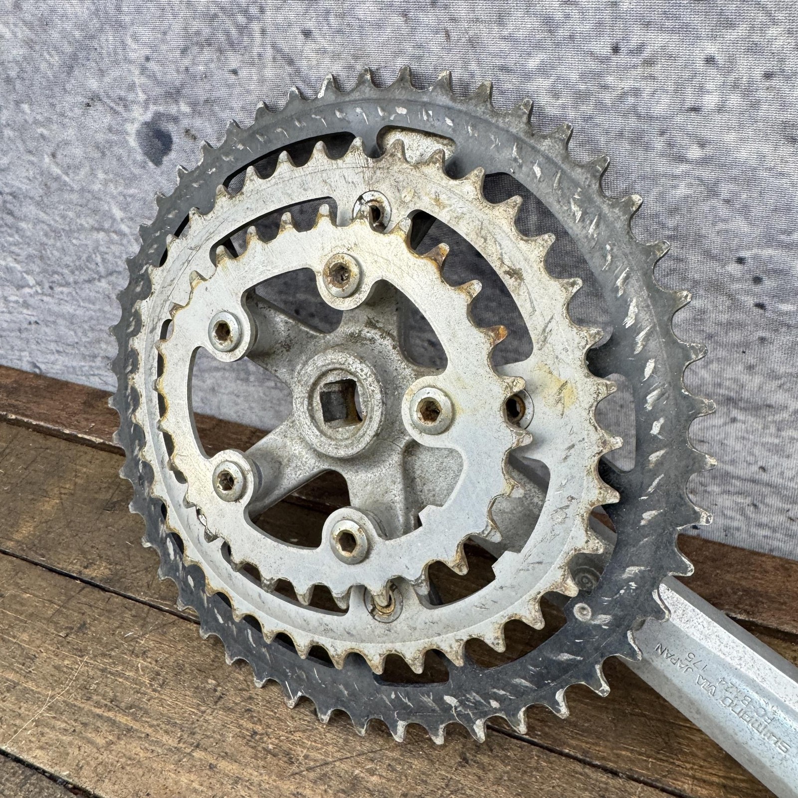 Vintage Shimano FC-B124 Crankset TRIPLE 175 Biopace 48/38/28T 110 BCD Deore 80s