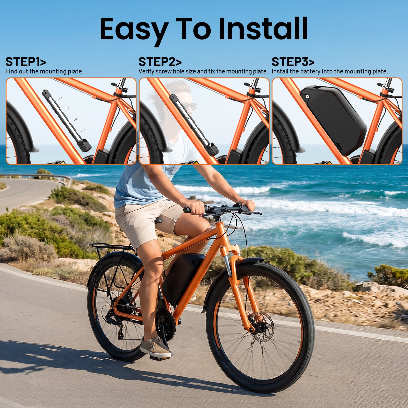 E-bike Lithium battery 48V 52V 60V 20Ah Samsung/LG Cells Down Tube 0~2000W Motor